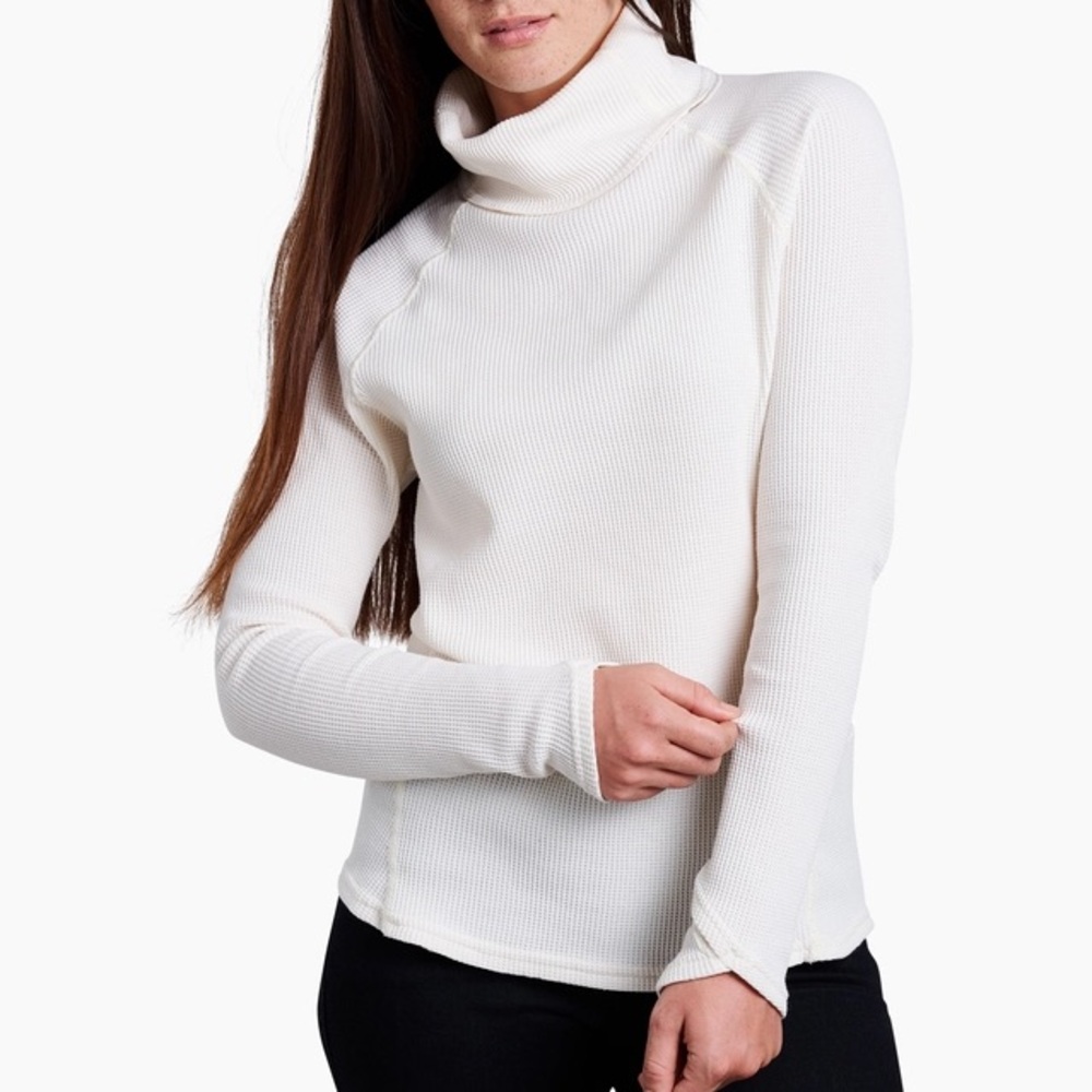KUHL Cream Turtleneck Waffle Knit Sweater